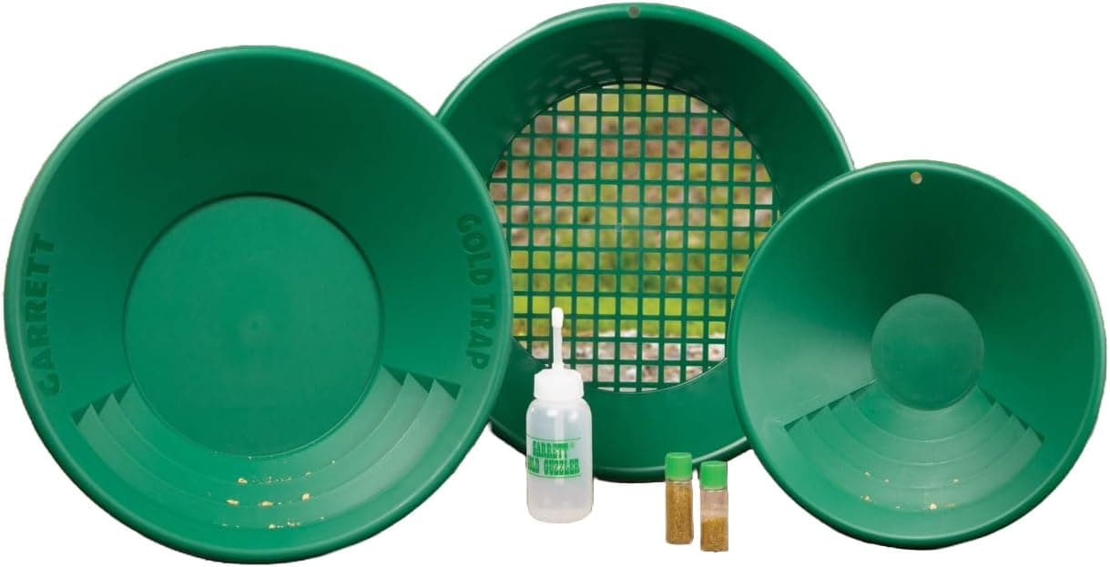 Garrett Complete Gold Pan Kit, 14″ Trap Pan, Green